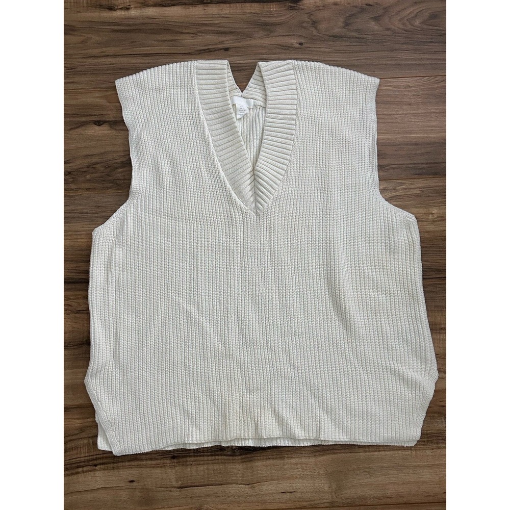 H&M Men's V-neck Knit Sweater Vest Off White Size‎ XL